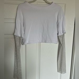 Rhinestone embellished long sleeve top